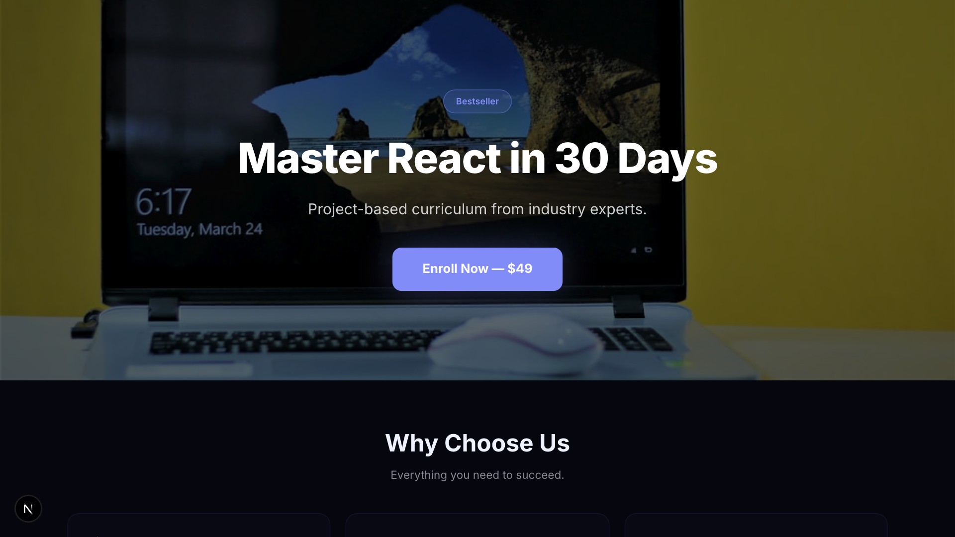 Academy — Online Course Dark template preview