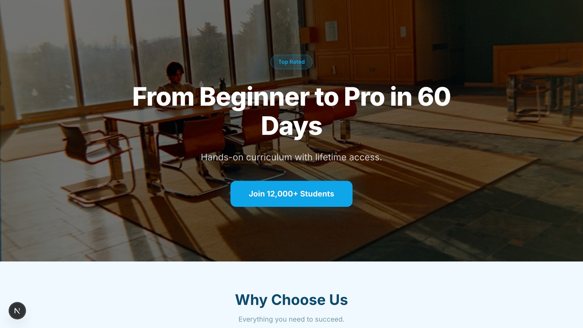 Learn — Online Course Light template preview