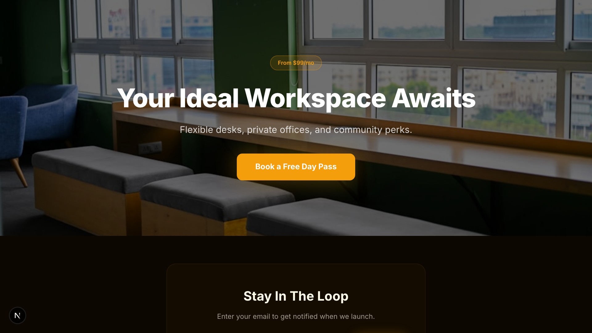Desk — Coworking Space template preview